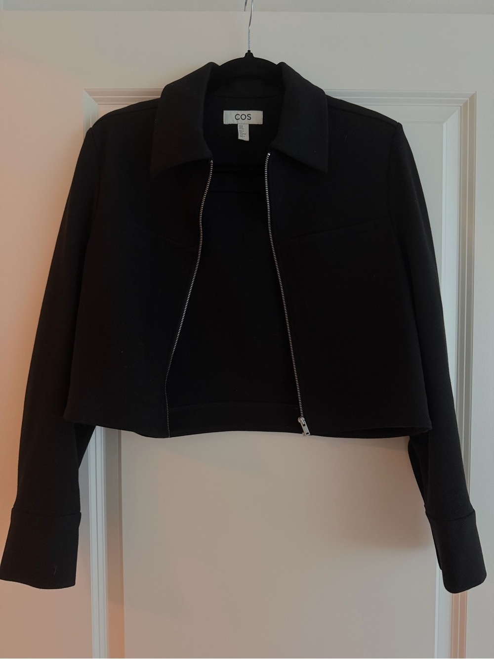 COS Black Cropped Zip Blazer